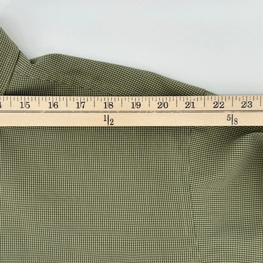 ORVIS Shirt Mens XL Button Down Long Sleeve Green Gingham‎ Poly/Lyocell Blend